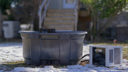 Absolute Zero adapter on outdoor stock tank plunge
