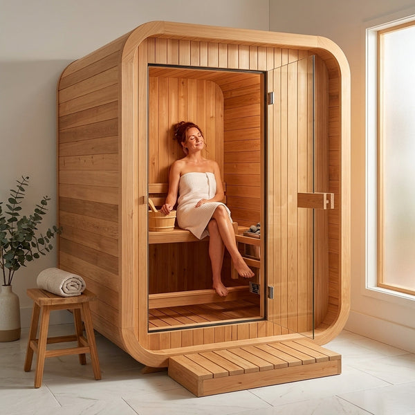 Indoor Sauna Built for Daily Wellness, Premium Canadian Red Cedar, Tempered Glass Door, Compact Design