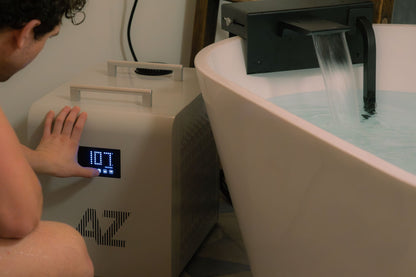 AZ chiller and bathtub adapter setup in bathroom