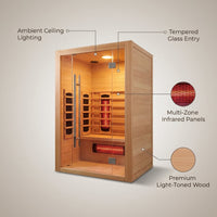 Heliox LuminaWood Infrared Sauna Cabin — infographic