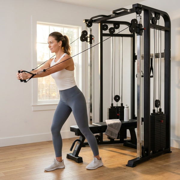 All-In-One Home Gym Engineered for Strength Training, Commercial Grade Smith Machine, Dual Pulleys, Plate Storage