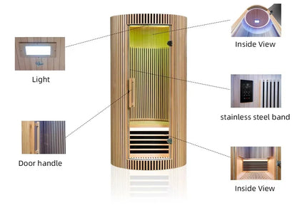 Solid Wood 1-Person Dome Sauna