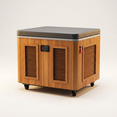 Cold Plunge Tub Designed for Home Recovery, Cedar Cabinet, Stainless Steel Basin, Touchscreen Controller