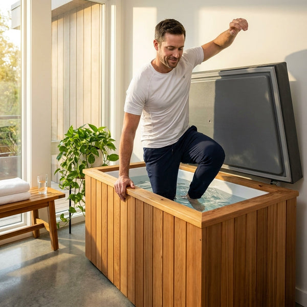 Cold Plunge Tub Designed for Home Recovery, Cedar Cabinet, Stainless Steel Basin, Touchscreen Controller