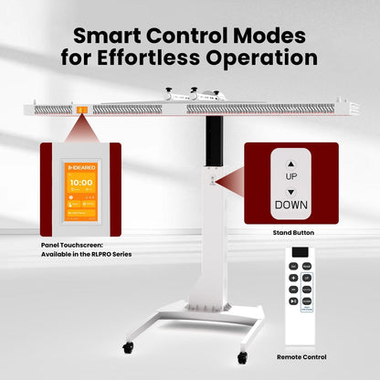 TimeLight panel control options: touchscreen, stand buttons and remote